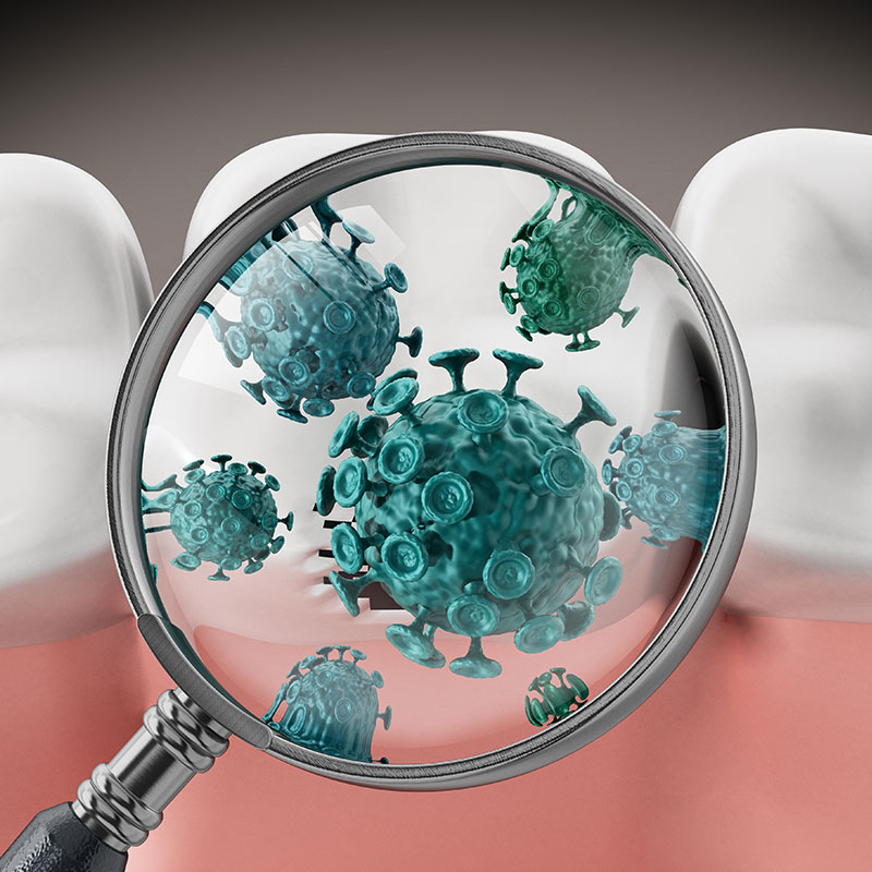 close up of harmful bacteria in mouth