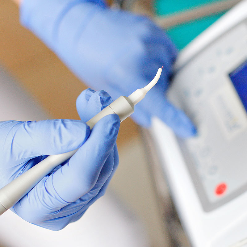 dental laser being readied